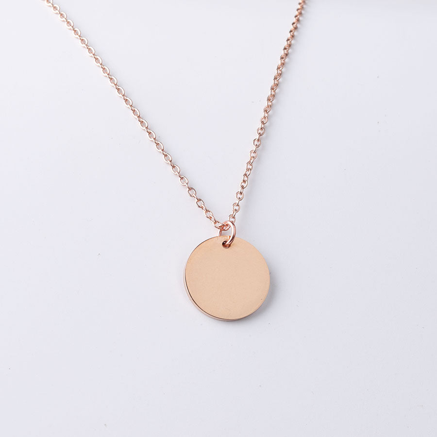 Cross border mirror stainless steel disc pendant necklace DIY engravable circular disc short necklace collarbone necklace
