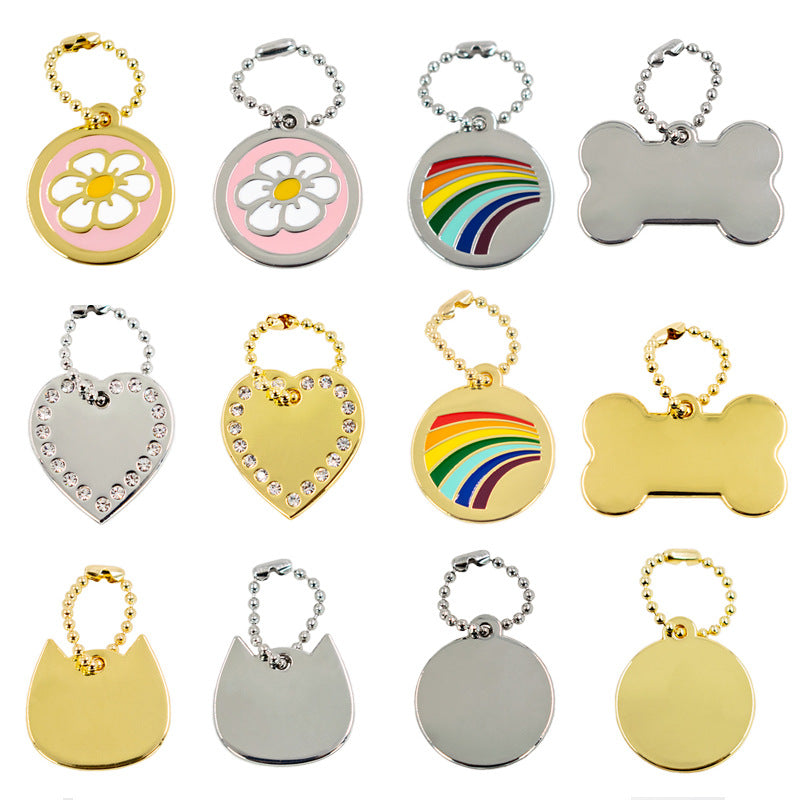 Customizable pet nameplate, laser engraved cat tag, ID tag with chain pendant, pet anti lost metal dog tag