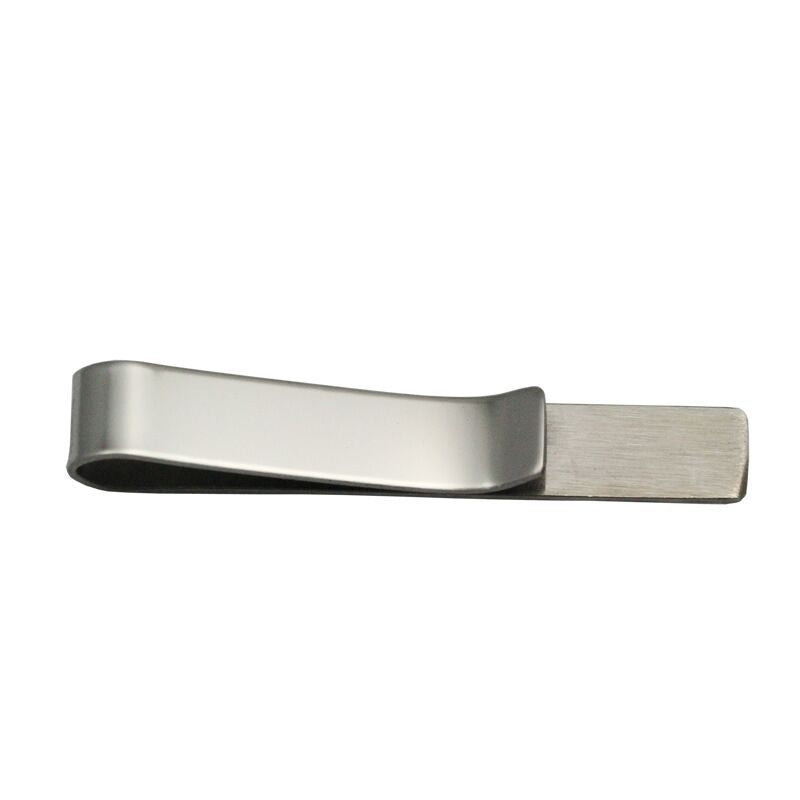Stainless steel tie clip for men, 50X8mm smooth surface, laser engraved logo, personalized lettering