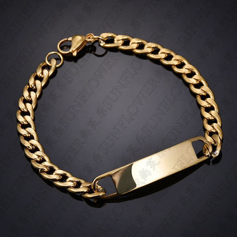 Stainless steel men's bracelet, exquisite curved bracelet, trendy accessory, can be engraved with words DIY