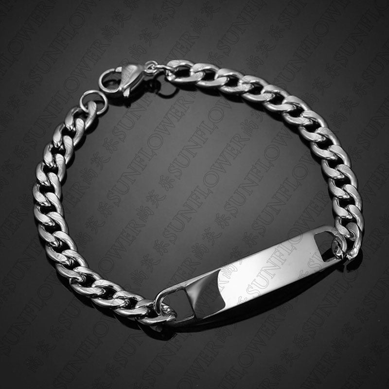 Stainless steel men's bracelet, exquisite curved bracelet, trendy accessory, can be engraved with words DIY