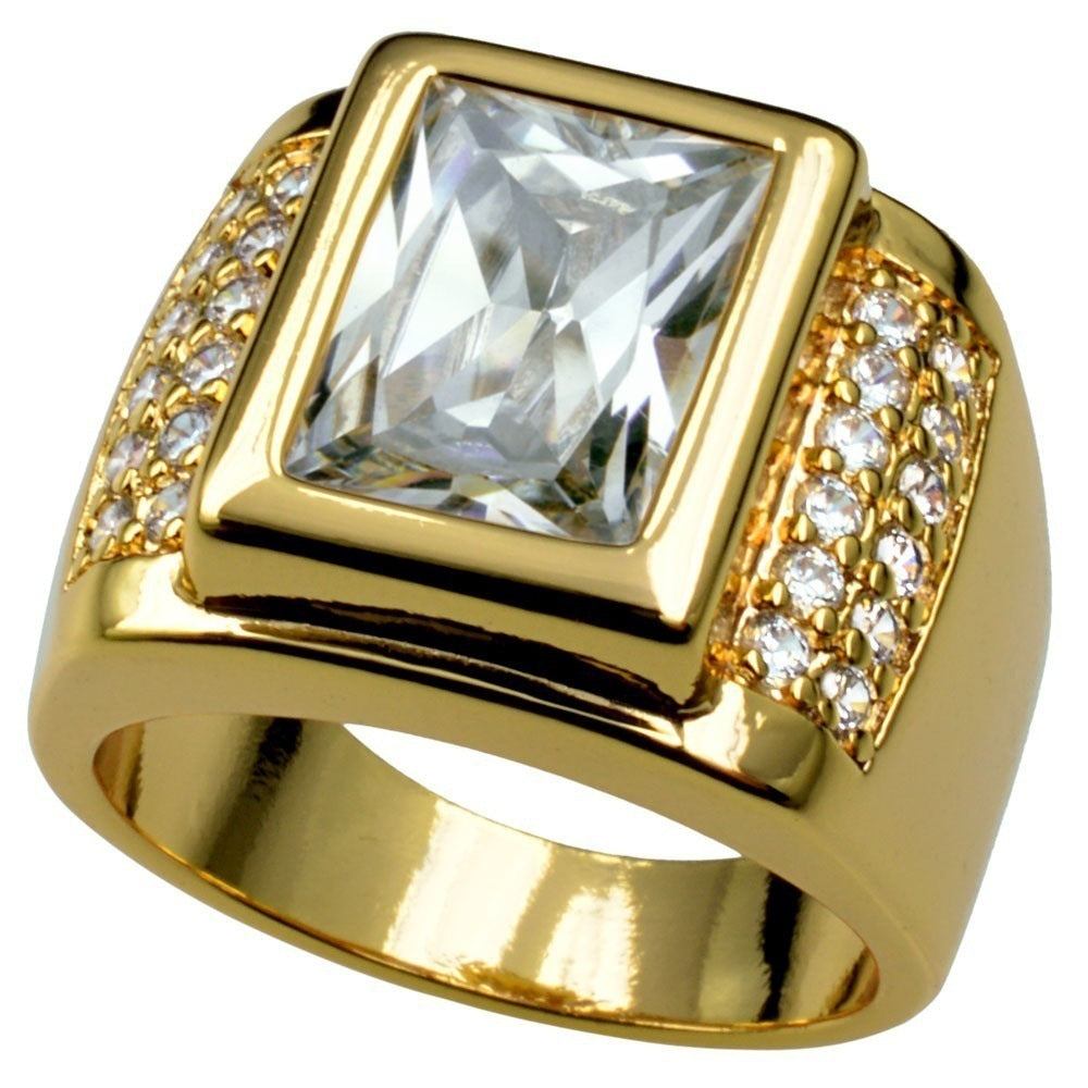 Hot selling gold plated couple diamond studded rings, European and American fashionable men's and women's popular ring sets, ring accessories