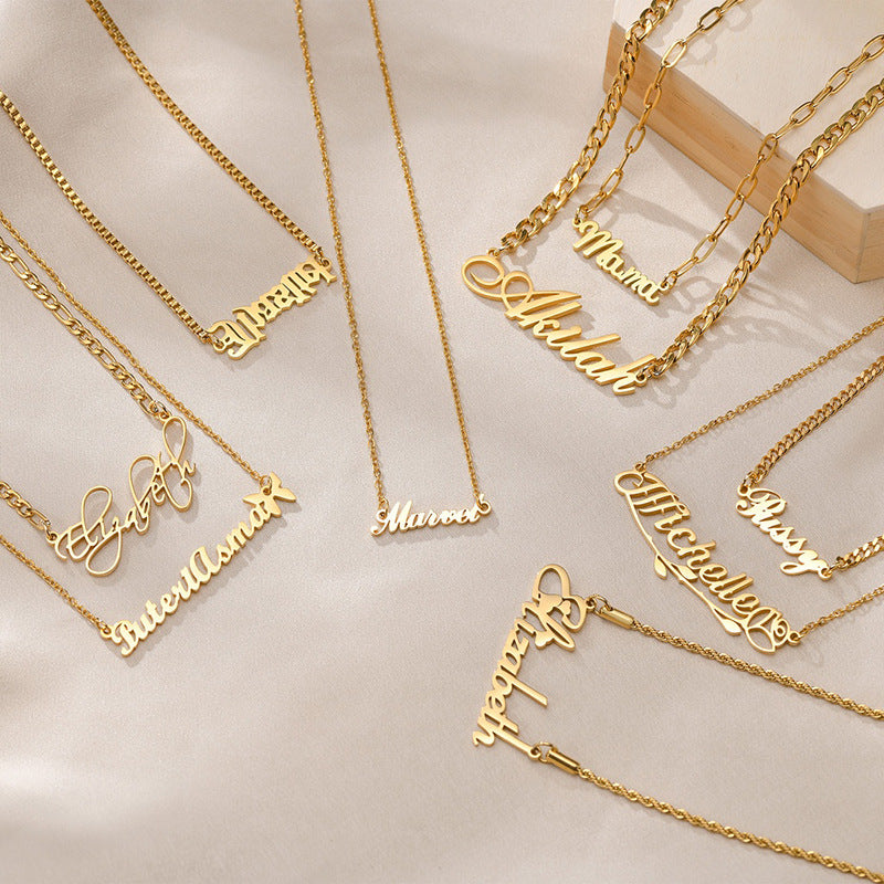 Cross border European and American popular S925 silver DIY letter English name necklace with personalized and niche design that can be customized