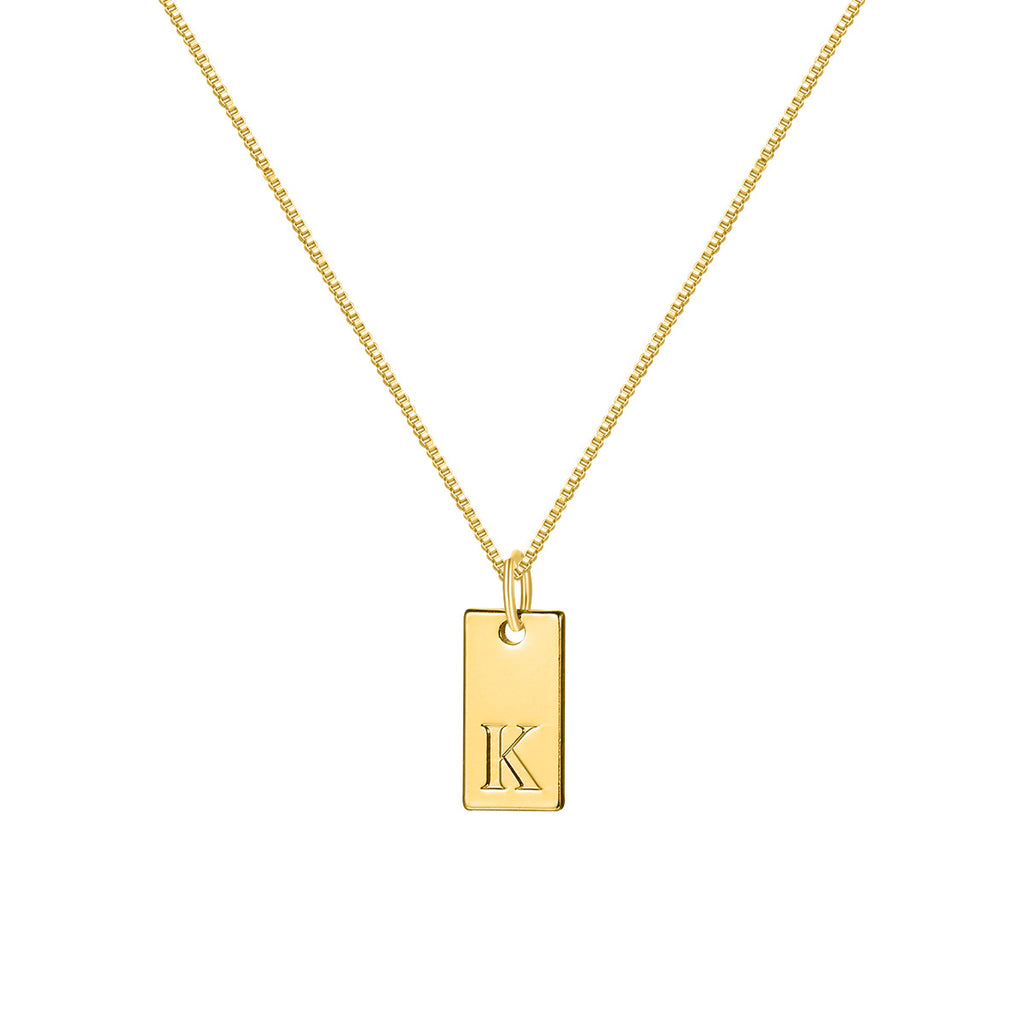 26 English letter necklace, European and American creative box chain, English letter square pendant, collarbone chain