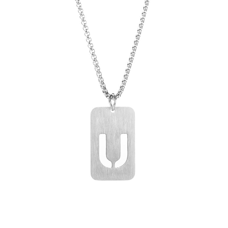 Letter hollow stainless steel necklace, original and niche design for men's fashion, street hip-hop, sweater, chain accessories