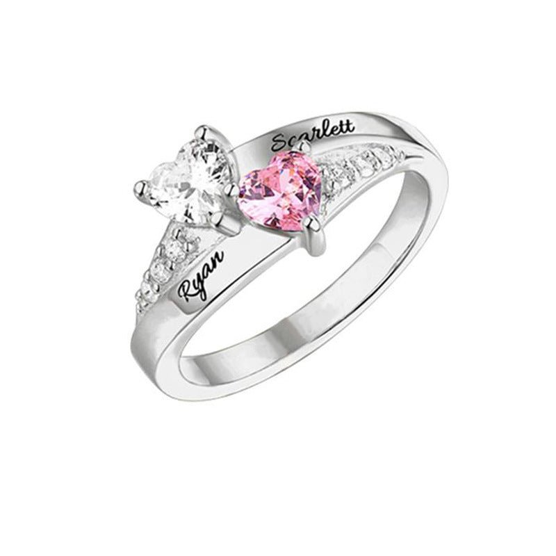 New Mother's Day Gift DIY Engraved Ring Handpiece New Creative Fashion Micro inlaid Zircon Ring for Women