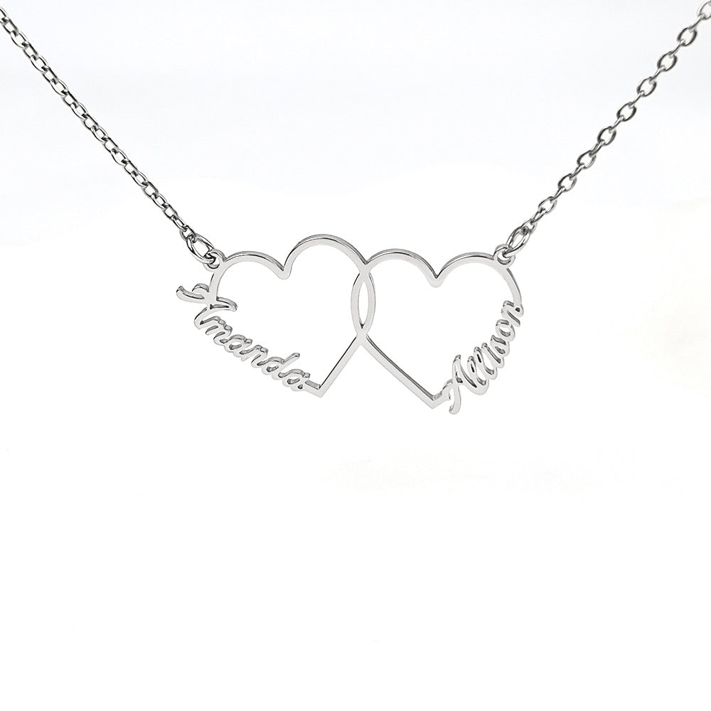 European and American love letter name couple necklace pendant collarbone chain stainless steel cross-border exclusive for women, customizable