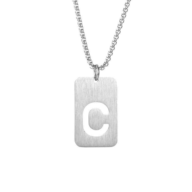 Letter hollow stainless steel necklace, original and niche design for men's fashion, street hip-hop, sweater, chain accessories