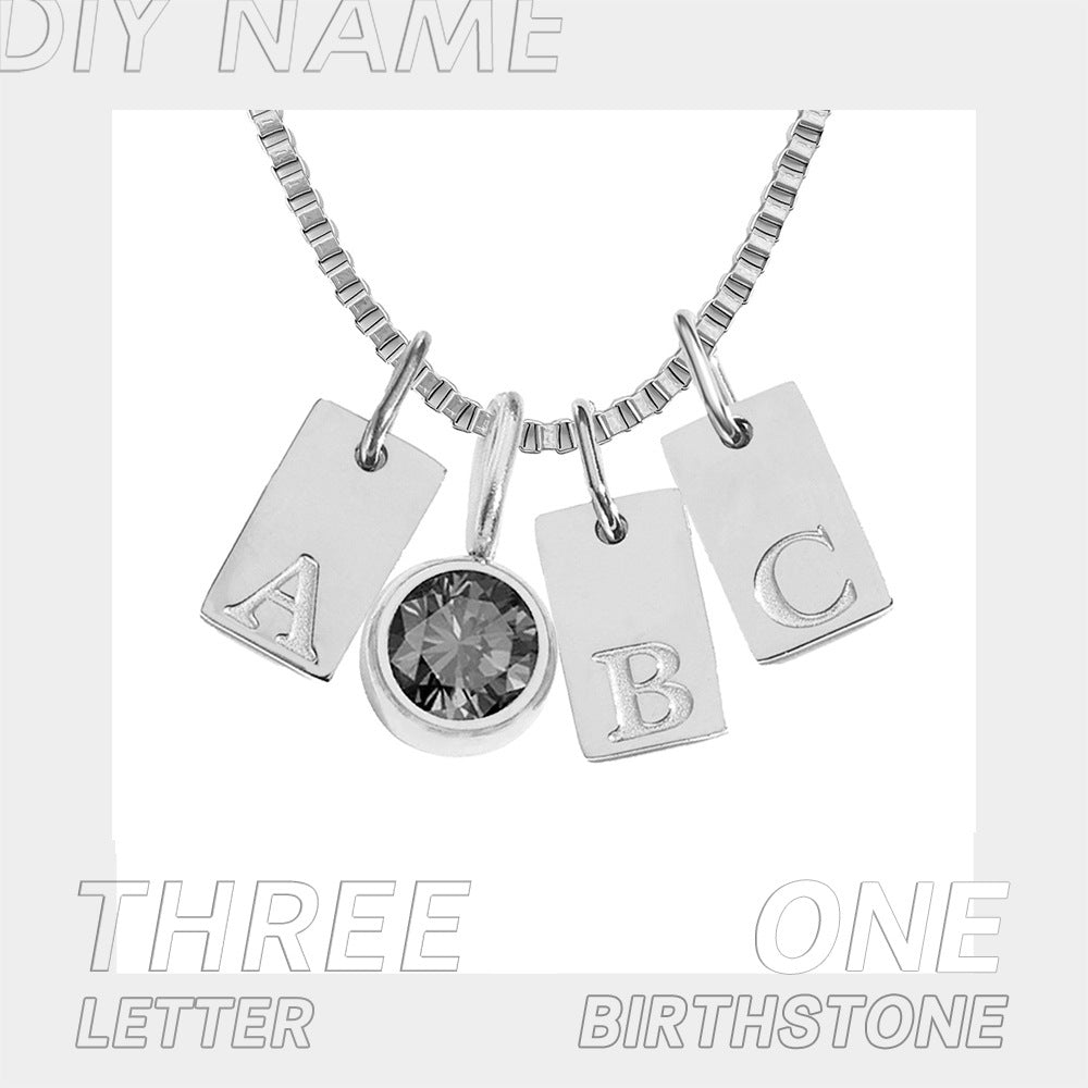 Fangpai 26 English letter pendant, birthstone accessory, stainless steel electroplated DIY jewelry