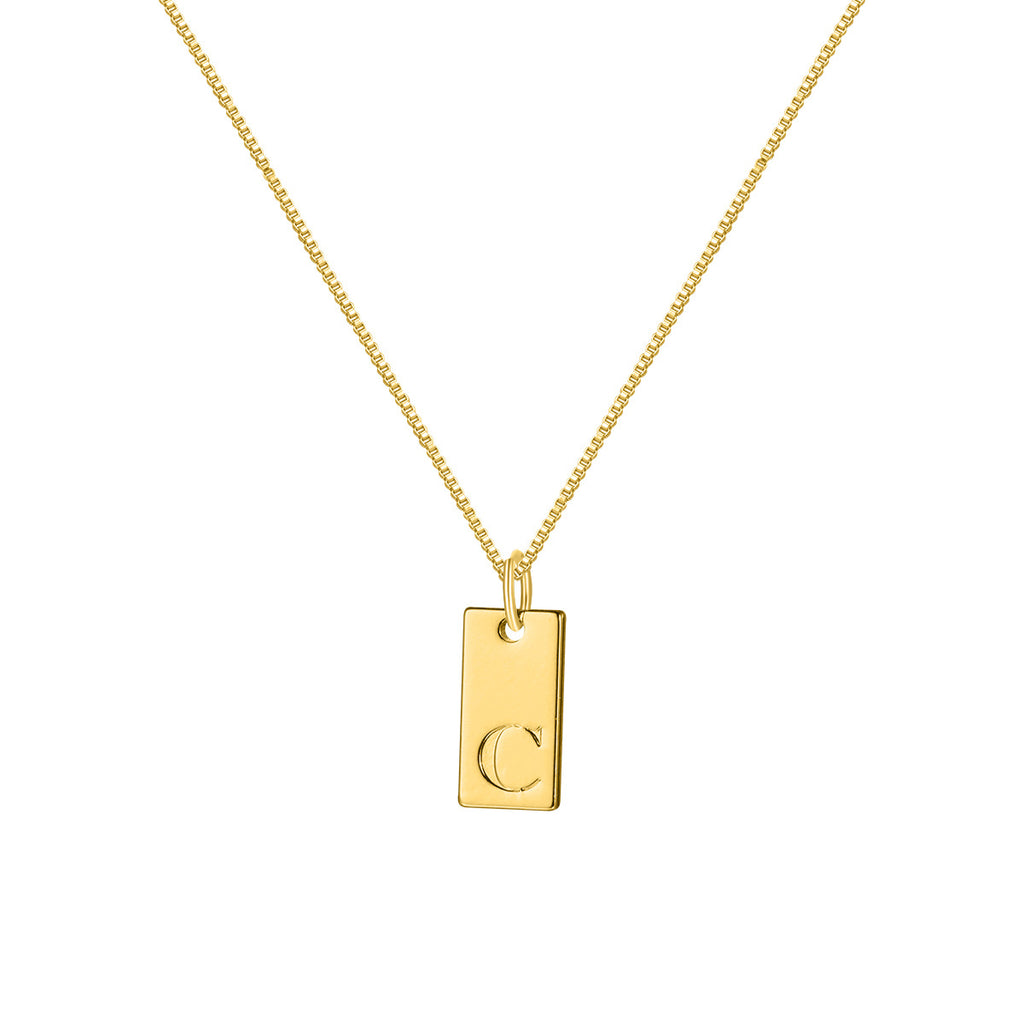 26 English letter necklace, European and American creative box chain, English letter square pendant, collarbone chain