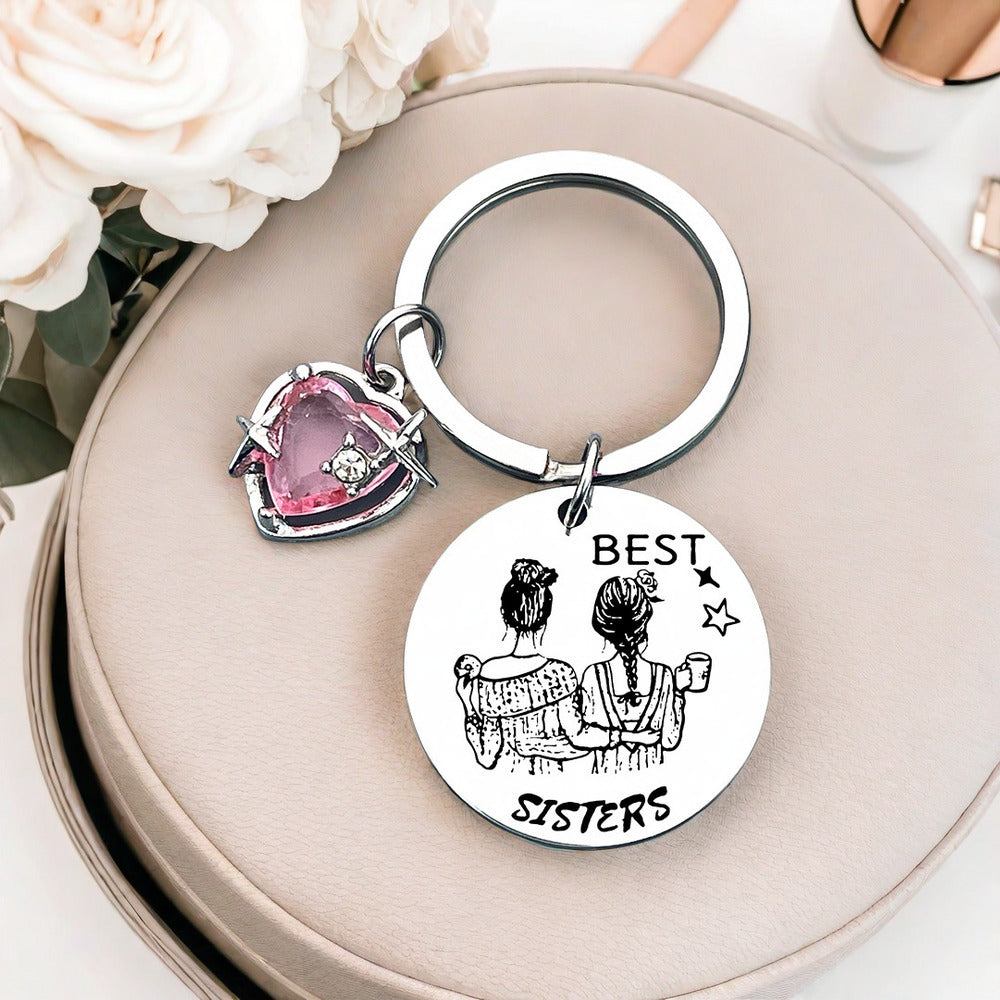 New sisters accessories pendant for good friends Cross border Euro American friendship gift Stainless steel key chain can be customized