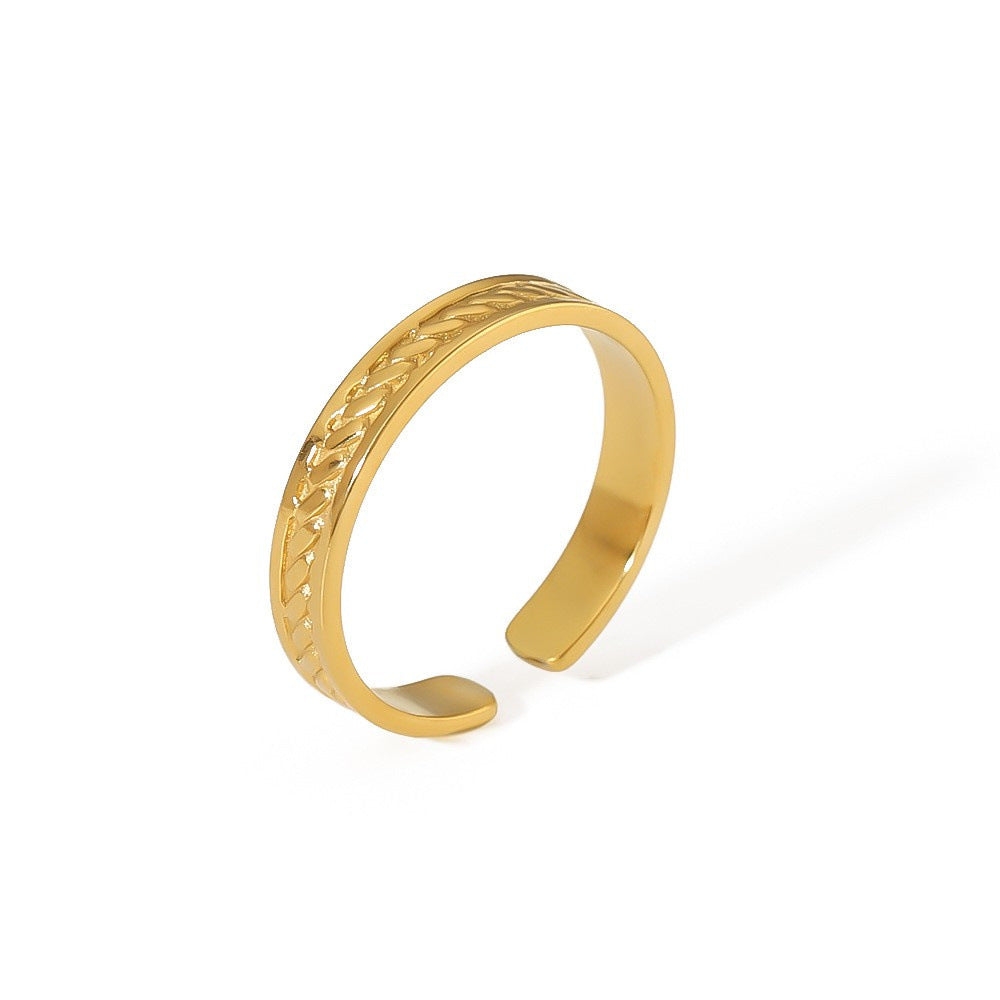 Fashionable and personalized titanium steel women's ring with niche design ins, light luxury stainless steel non fading ring