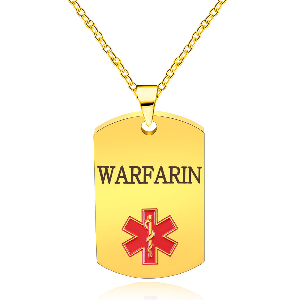 Cross border European and American stainless steel military medical logo, laser engraved disease identification card necklace