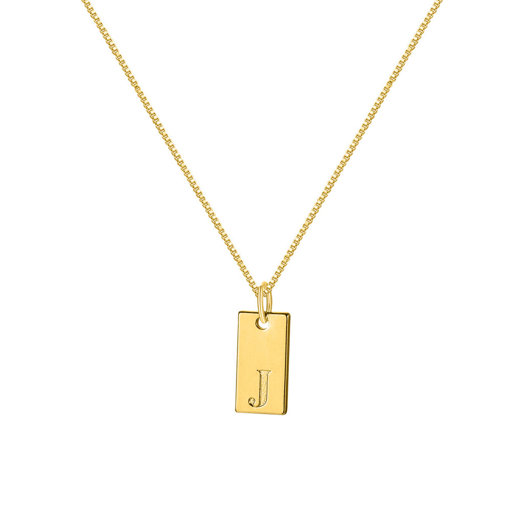 26 English letter necklace, European and American creative box chain, English letter square pendant, collarbone chain