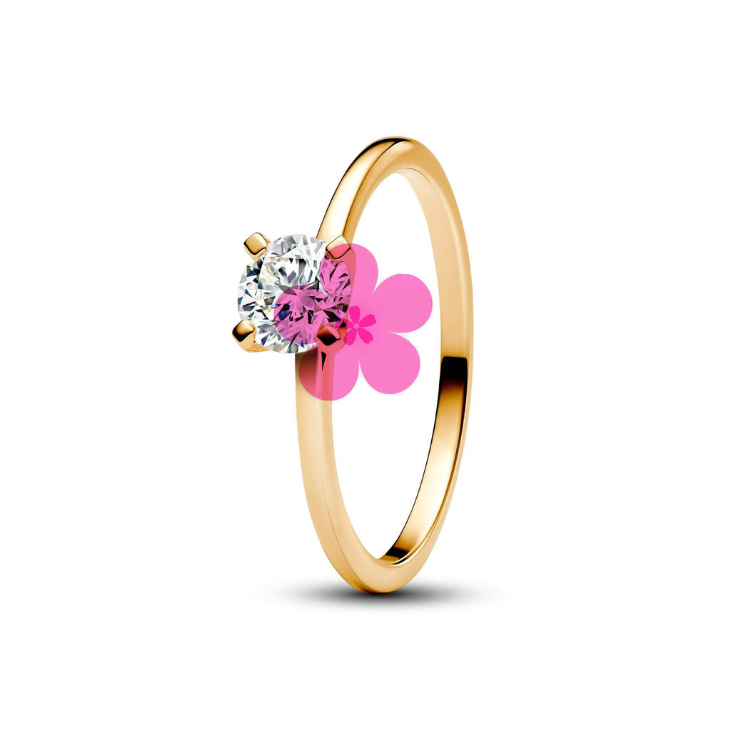 New style white copper plated 925 silver inlaid with diamonds, pink heart-shaped butterfly, simple rose, fashionable ring
