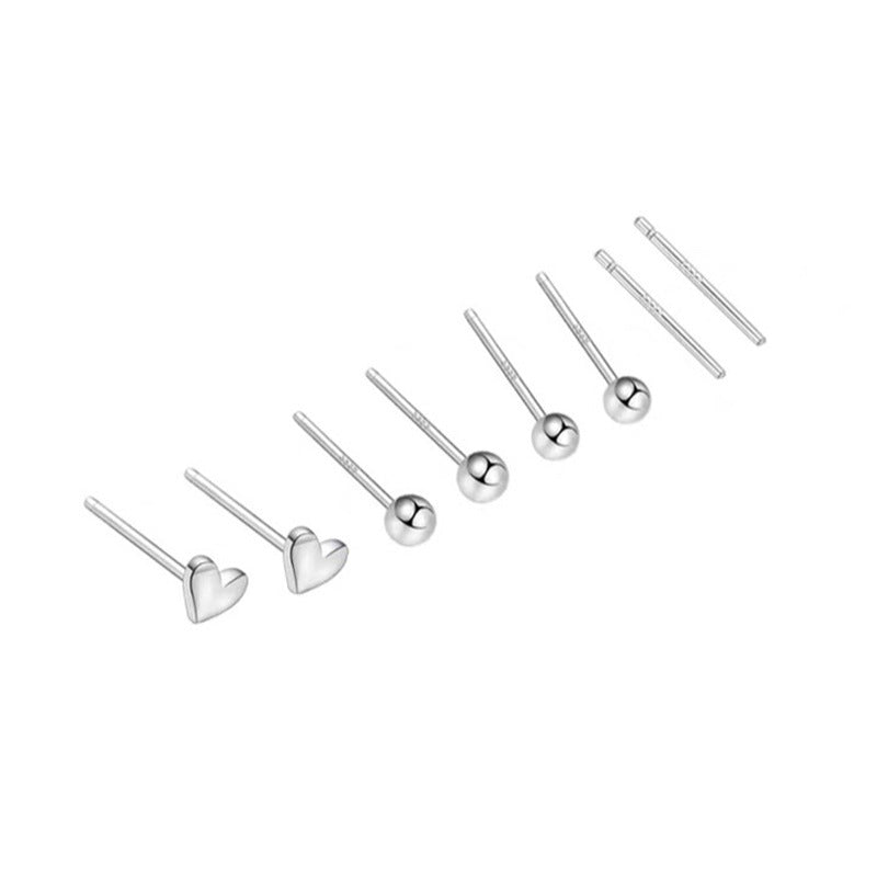 S999 pure silver foot silver simple ear hole, one week earrings, female ear bone temperament, niche, non removable earrings, ear sticks, earrings, accessories