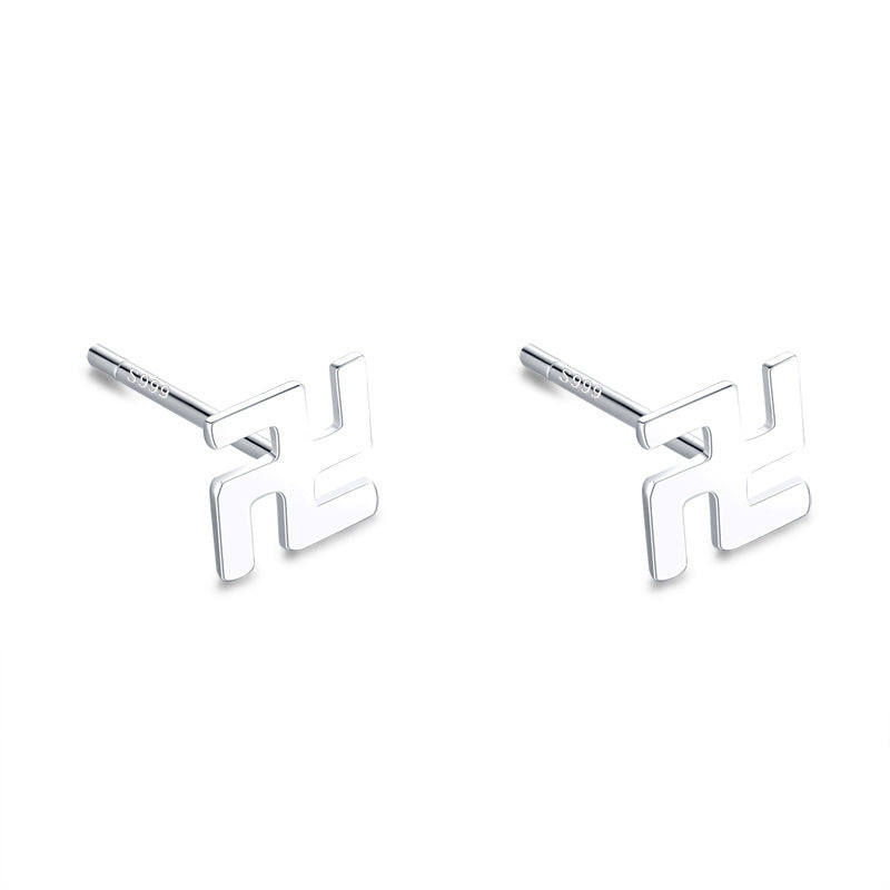 S999 pure silver foot silver simple ear hole, one week earrings, female ear bone temperament, niche, non removable earrings, ear sticks, earrings, accessories