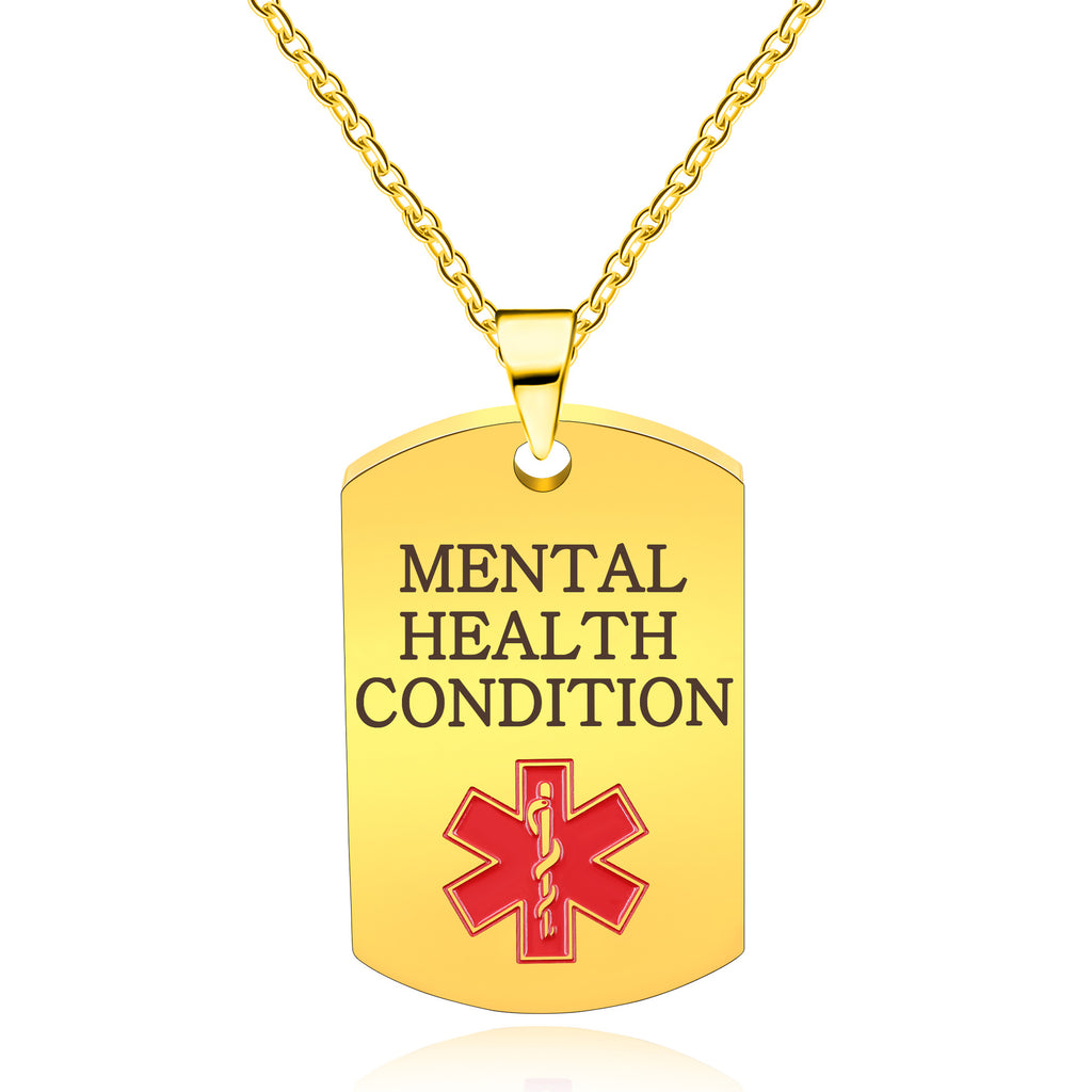 Cross border European and American stainless steel military medical logo, laser engraved disease identification card necklace