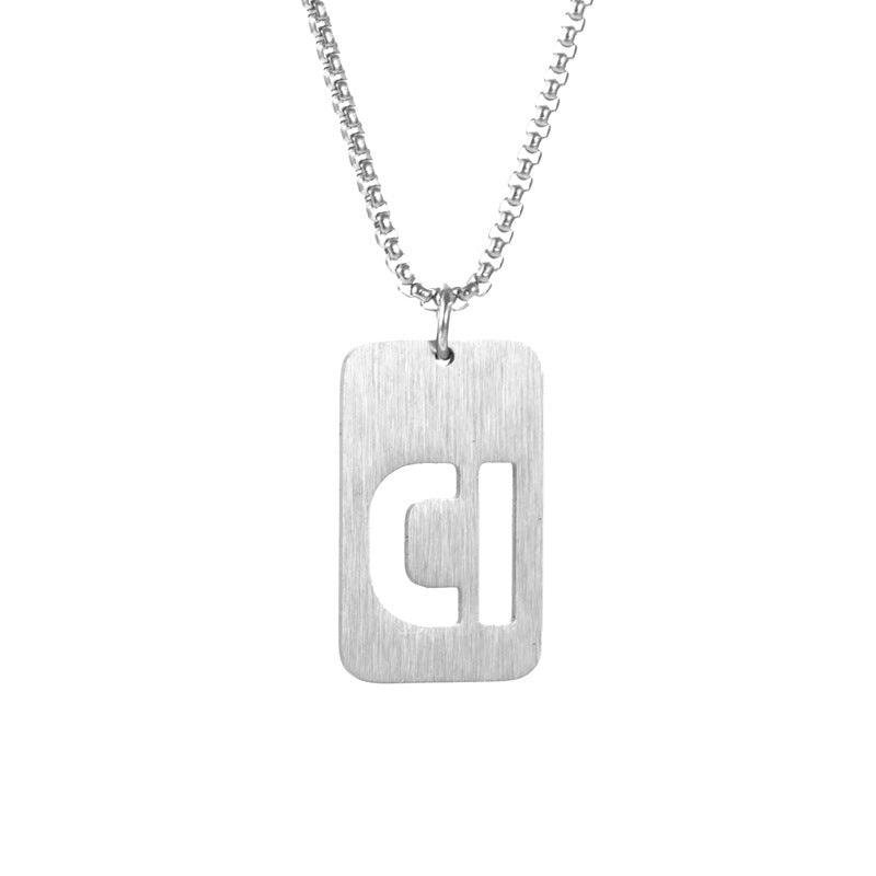 Letter hollow stainless steel necklace, original and niche design for men's fashion, street hip-hop, sweater, chain accessories