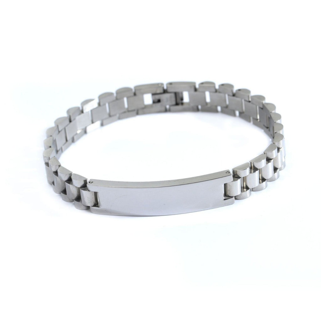 Hot selling European and American light luxury stainless steel men's curved bracelet with engraved lettering strap, metal bracelet for women