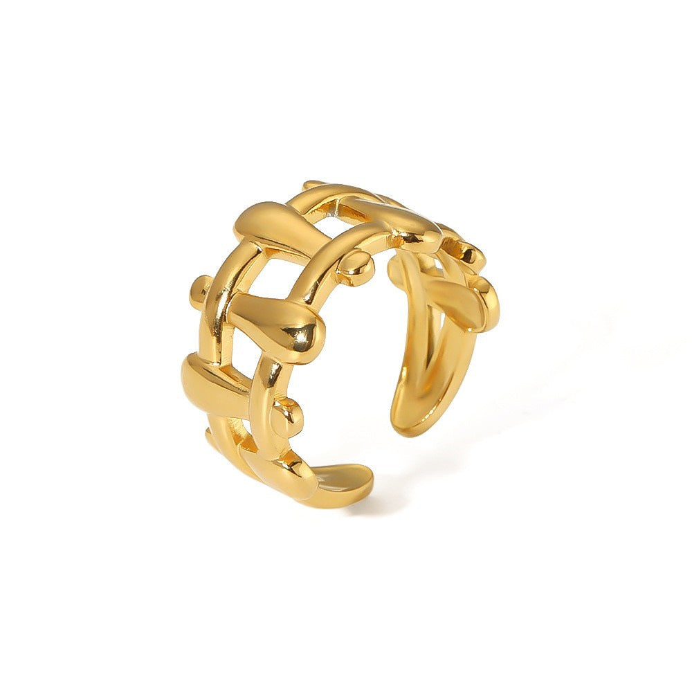 Fashionable and personalized titanium steel women's ring with niche design ins, light luxury stainless steel non fading ring