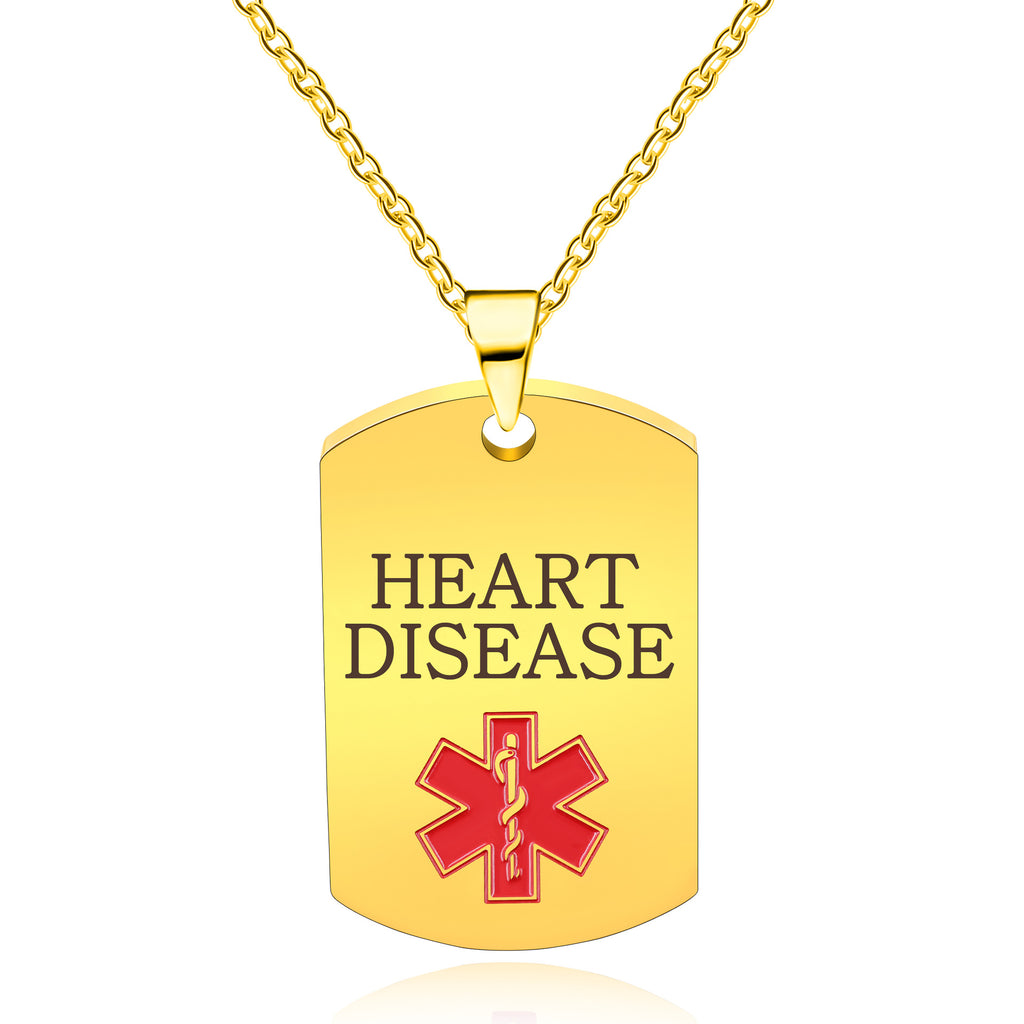 Cross border European and American stainless steel military medical logo, laser engraved disease identification card necklace