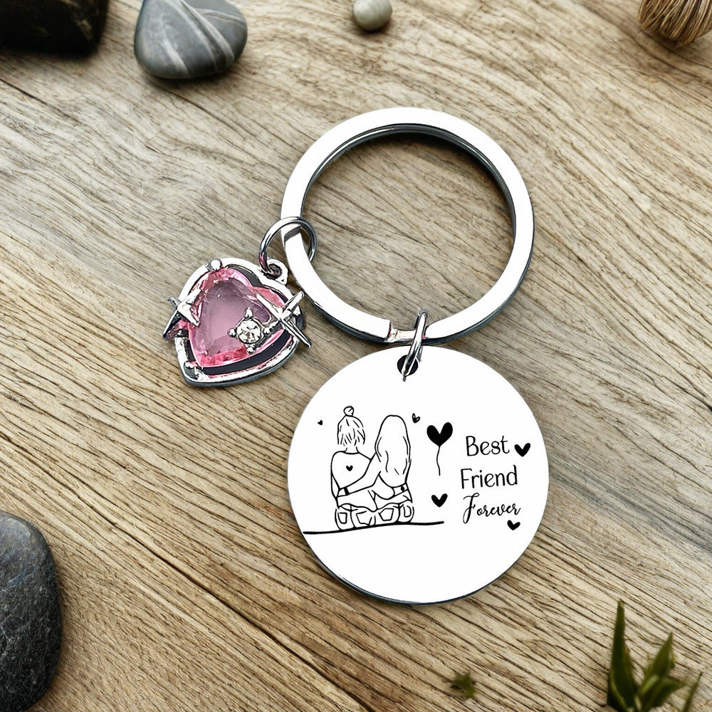 New sisters accessories pendant for good friends Cross border Euro American friendship gift Stainless steel key chain can be customized
