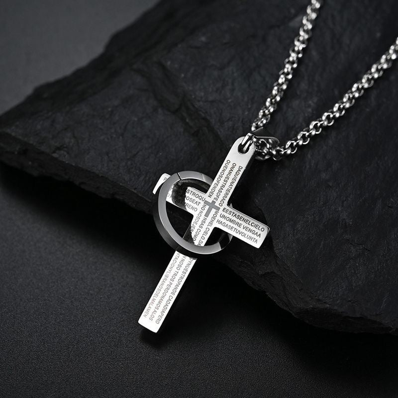 European and American jewelry, diamond necklace, cross pendant, simple retro versatile men's accessories, sweater chain