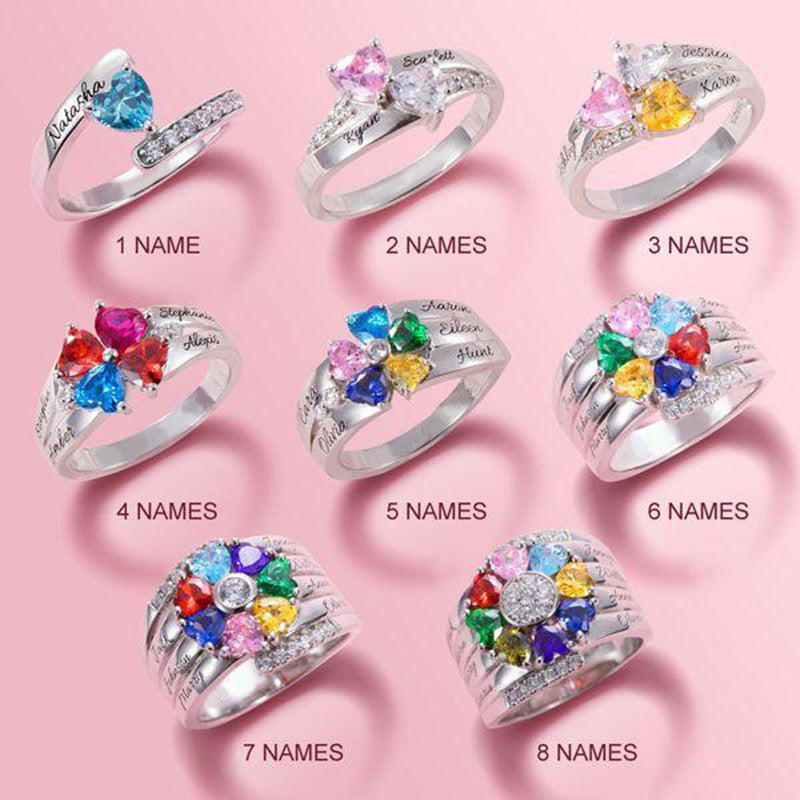 New Mother's Day Gift DIY Engraved Ring Handpiece New Creative Fashion Micro inlaid Zircon Ring for Women