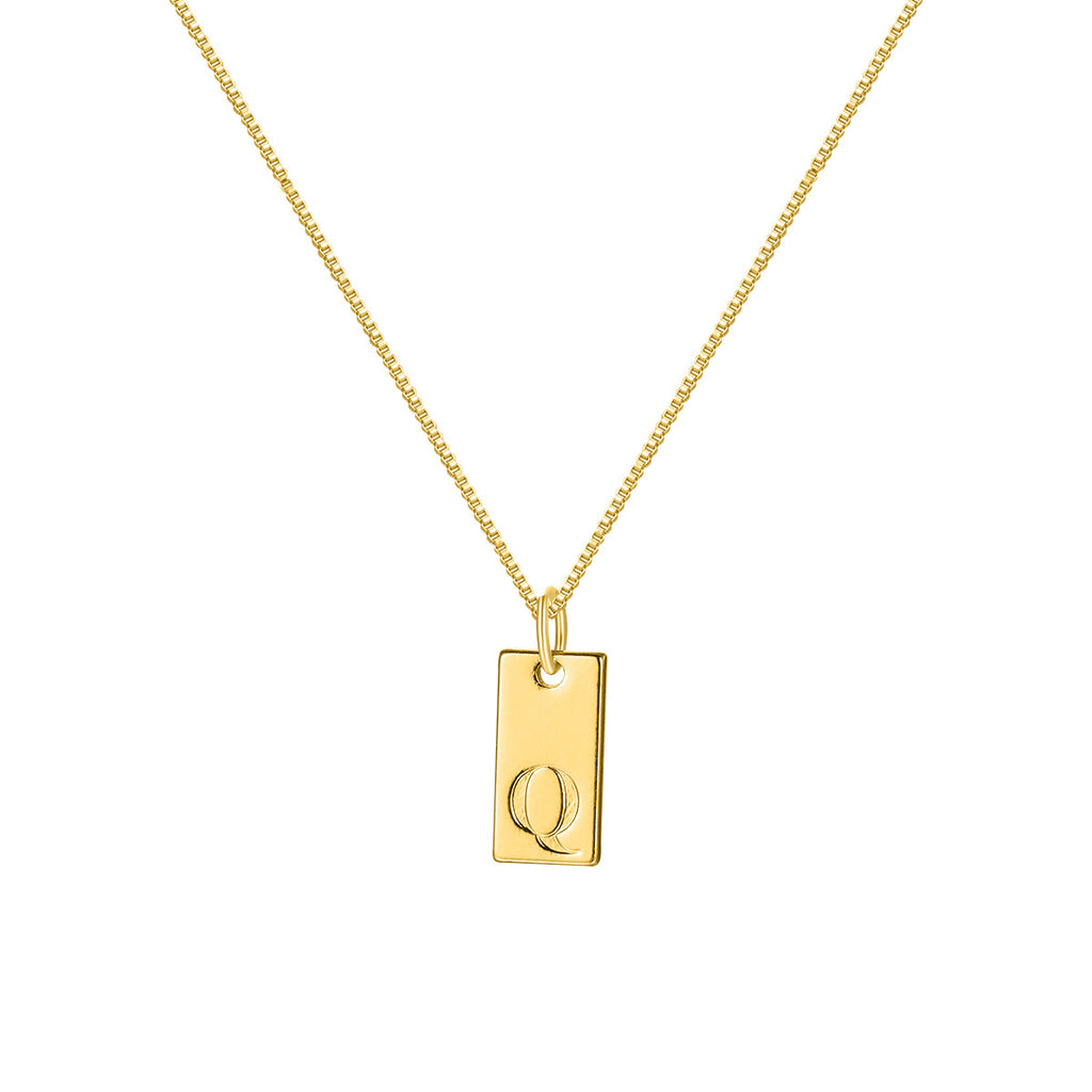 26 English letter necklace, European and American creative box chain, English letter square pendant, collarbone chain