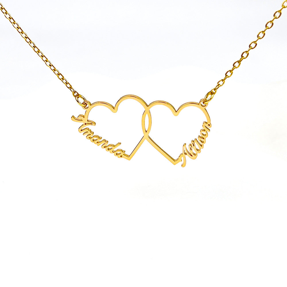 European and American love letter name couple necklace pendant collarbone chain stainless steel cross-border exclusive for women, customizable