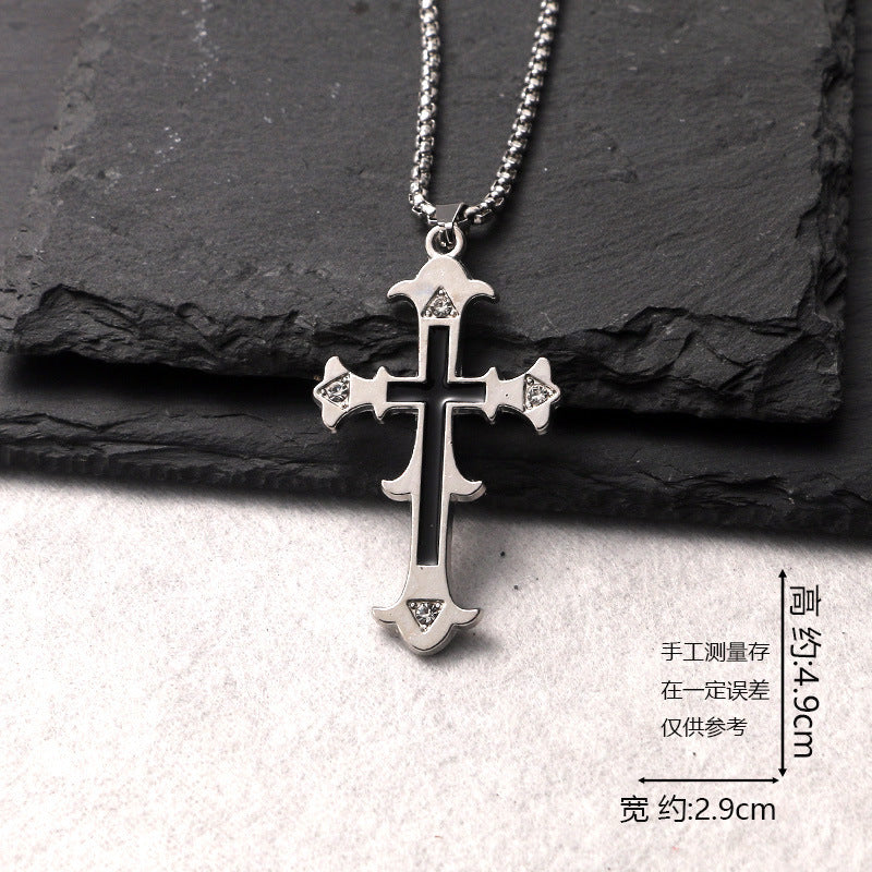 European and American jewelry, titanium steel necklaces, various cross pendants, simple retro accessories that do not fade