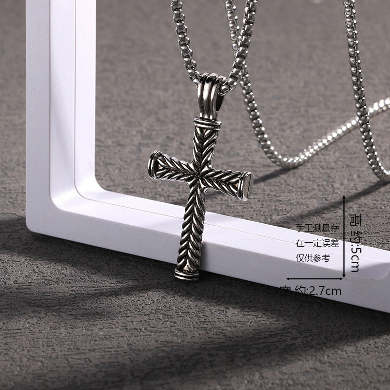European and American jewelry, titanium steel necklaces, various cross pendants, simple retro accessories that do not fade