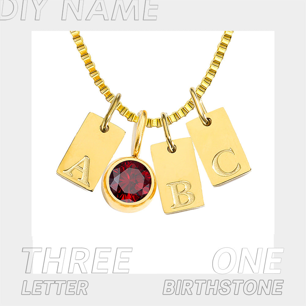 Fangpai 26 English letter pendant, birthstone accessory, stainless steel electroplated DIY jewelry