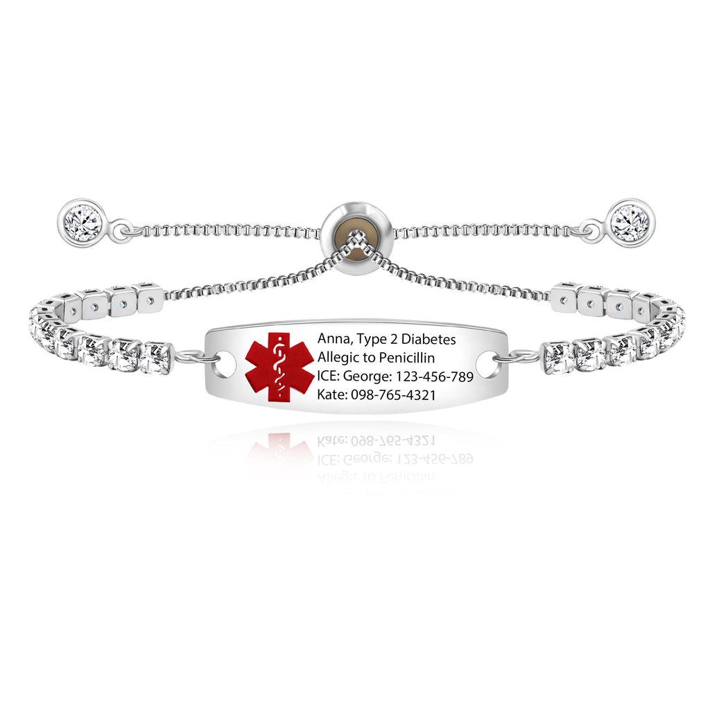 Cross border hot selling titanium steel bracelet, stainless steel curved plate, medical logo, engraved lettering, detachable double-layer bracelet