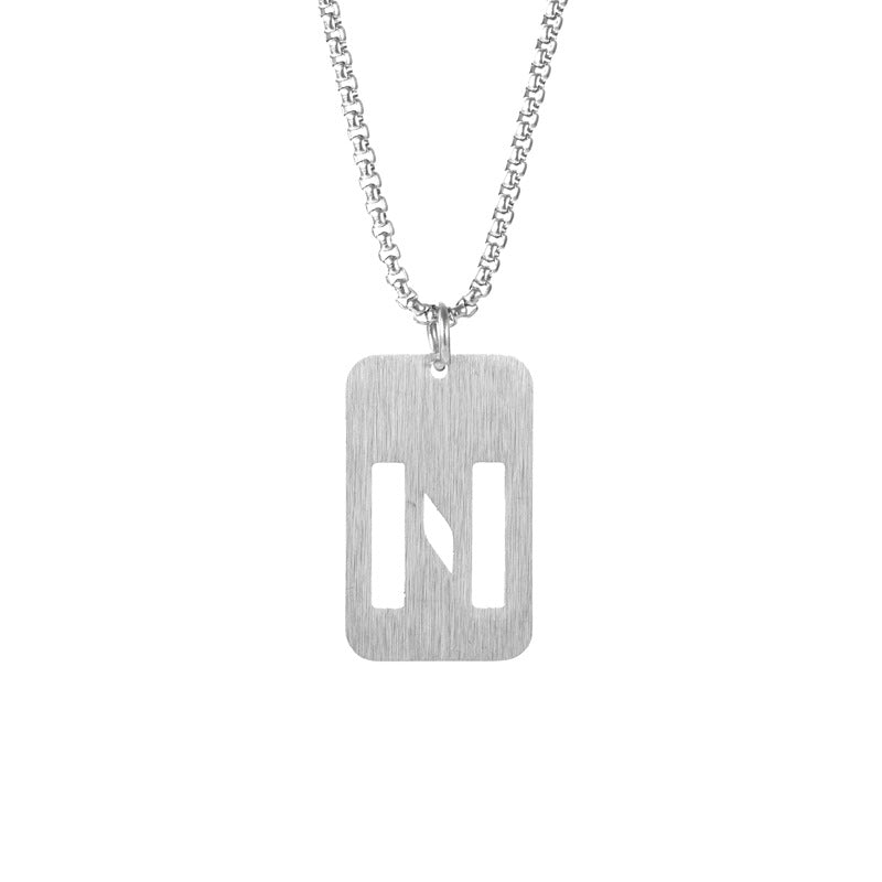 Letter hollow stainless steel necklace, original and niche design for men's fashion, street hip-hop, sweater, chain accessories