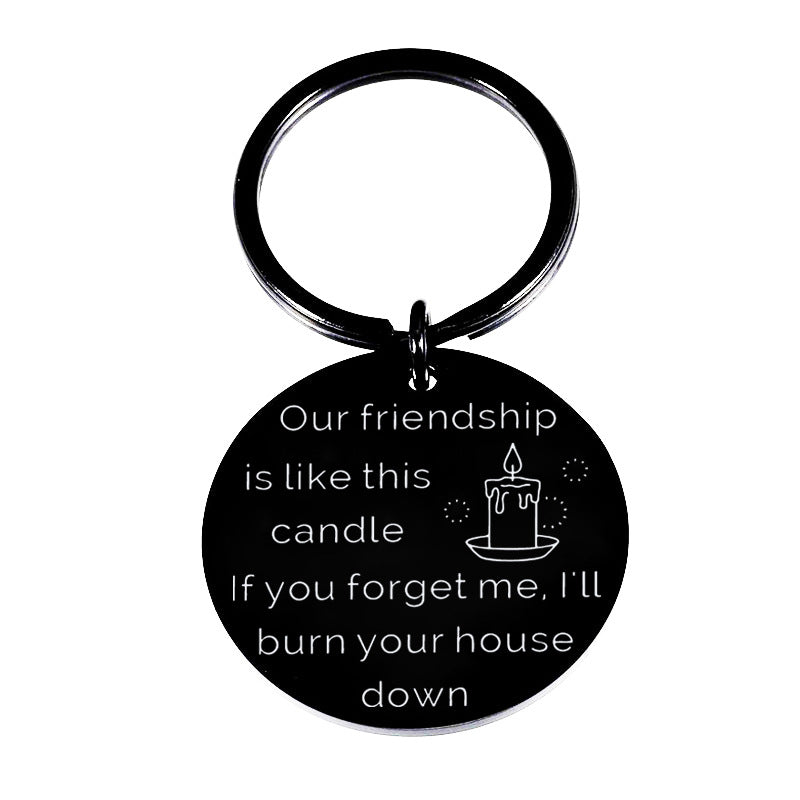 Cross border new gift for friends: stainless steel creative letter laser engraved keychain, customized holiday friendship gift