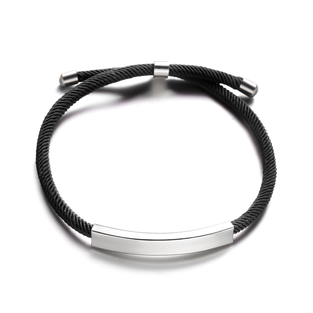 Cross border stainless steel DIY braided rope adjustable wristband for women, versatile and engraved characters that do not fade, couple bracelet