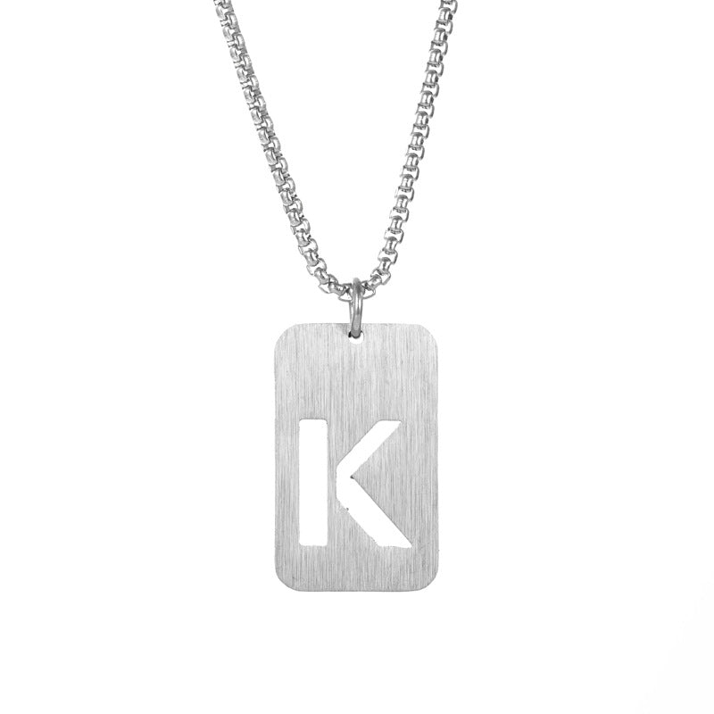 Letter hollow stainless steel necklace, original and niche design for men's fashion, street hip-hop, sweater, chain accessories