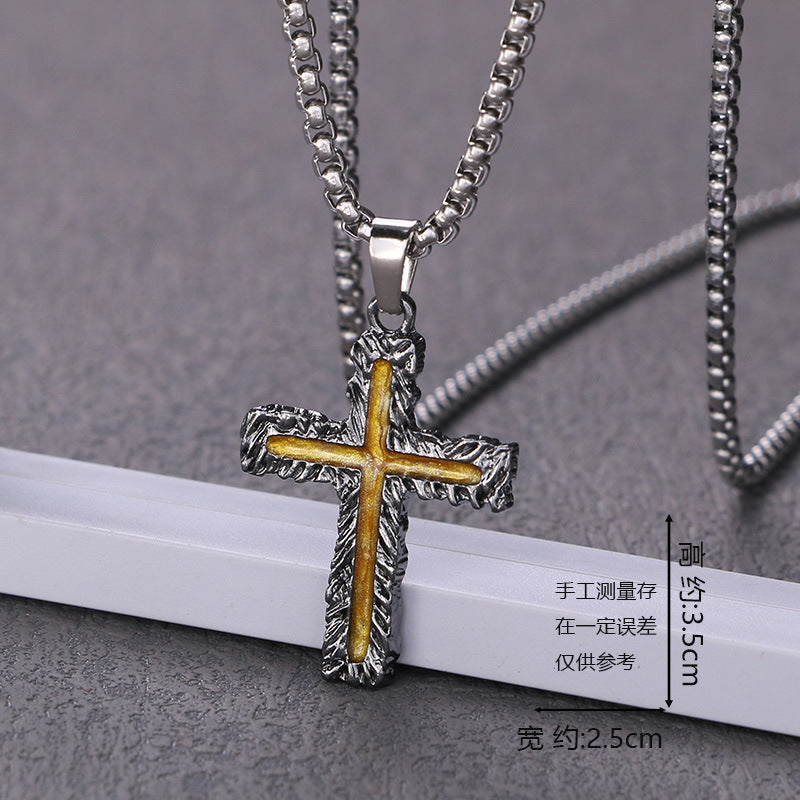 European and American jewelry, titanium steel necklaces, various cross pendants, simple retro accessories that do not fade