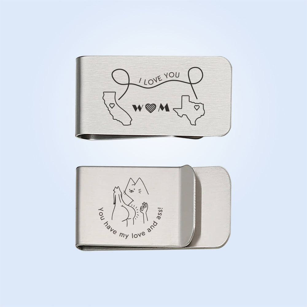 Hot selling fingerprint handwritten Spotify music code personalized laser engraving wallet in Europe and America