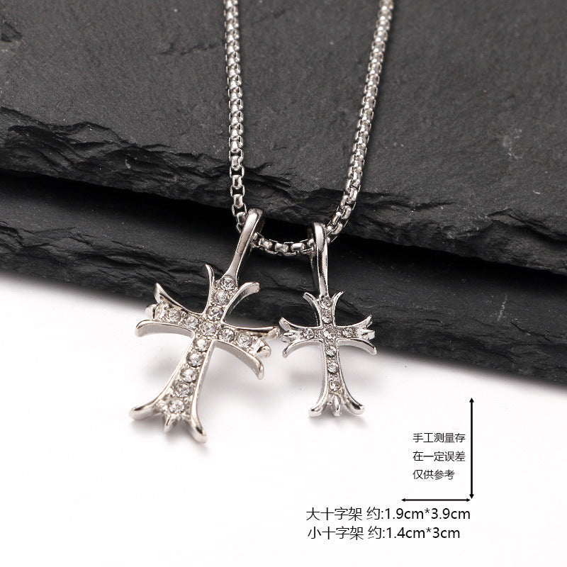 European and American jewelry, titanium steel necklaces, various cross pendants, simple retro accessories that do not fade