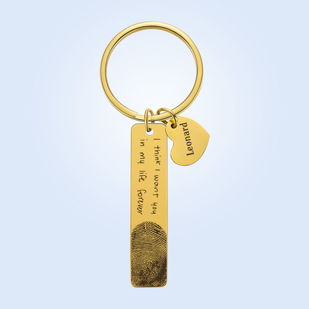Cross border European and American DIY fingerprint QR code text stainless steel keychain