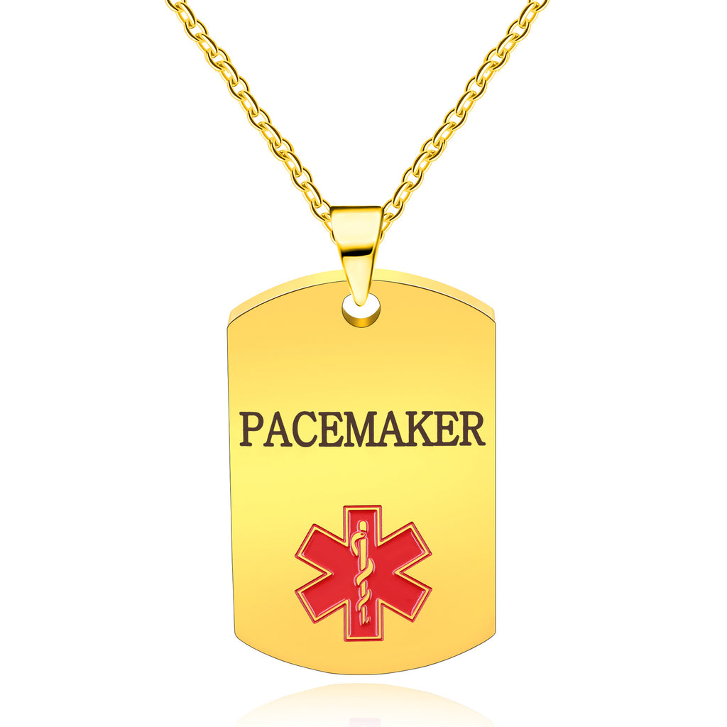 Cross border European and American stainless steel military medical logo, laser engraved disease identification card necklace