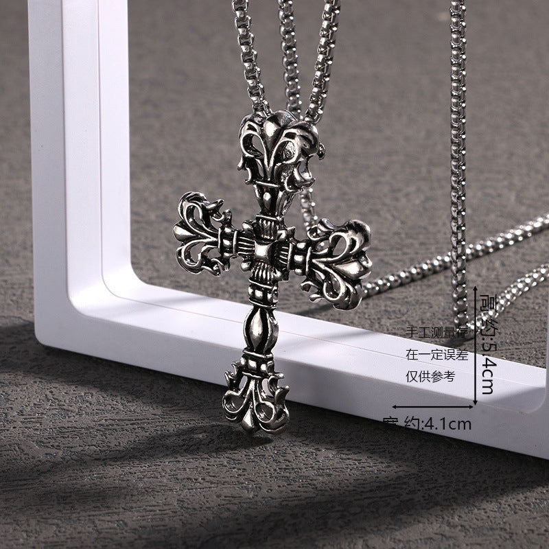 European and American jewelry, titanium steel necklaces, various cross pendants, simple retro accessories that do not fade