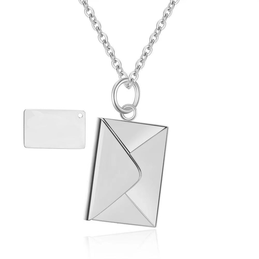 European and American jewelry envelope necklace engraved love letter envelope pendant cross-border jewelry Christmas Day Valentine's Day gift