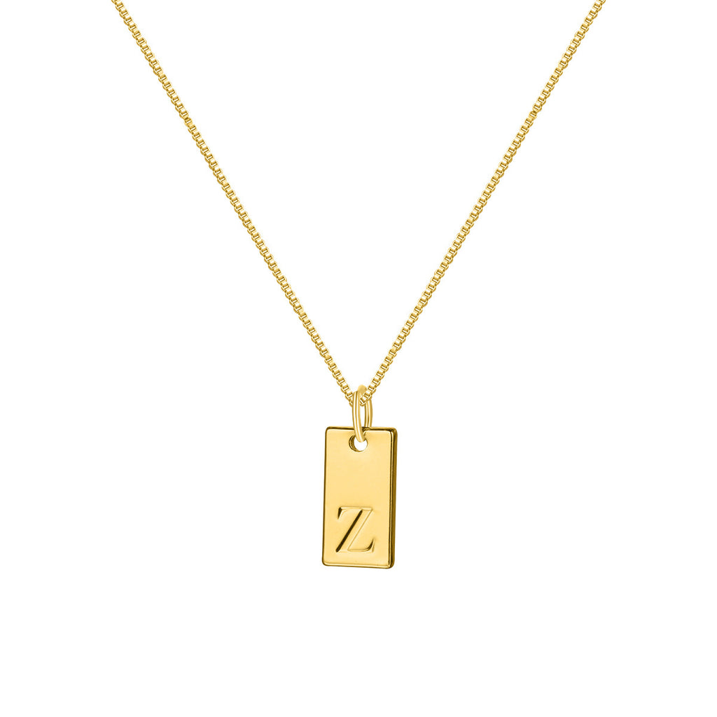 26 English letter necklace, European and American creative box chain, English letter square pendant, collarbone chain