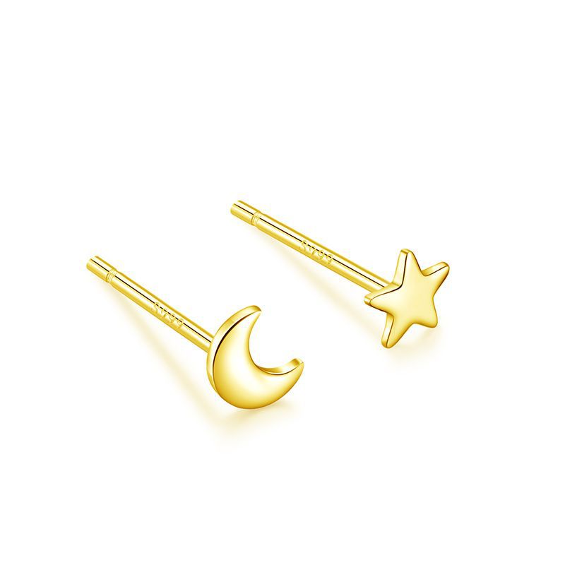 S999 pure silver earrings with feminine temperament, Korean personality, simple love, stars, light luxury, high-end feeling, earrings, retro earrings