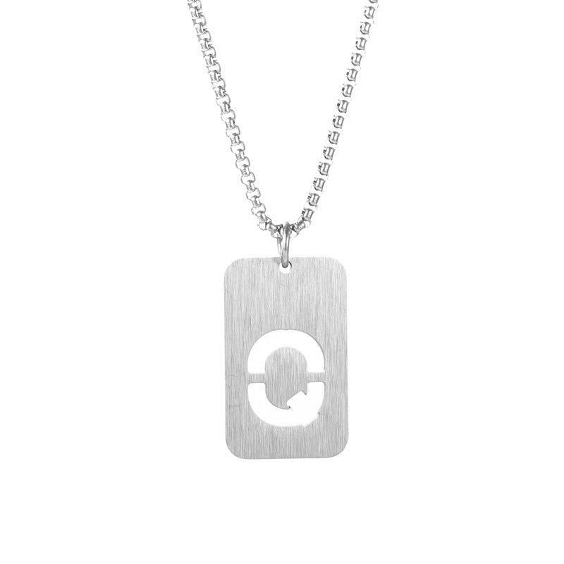 Letter hollow stainless steel necklace, original and niche design for men's fashion, street hip-hop, sweater, chain accessories