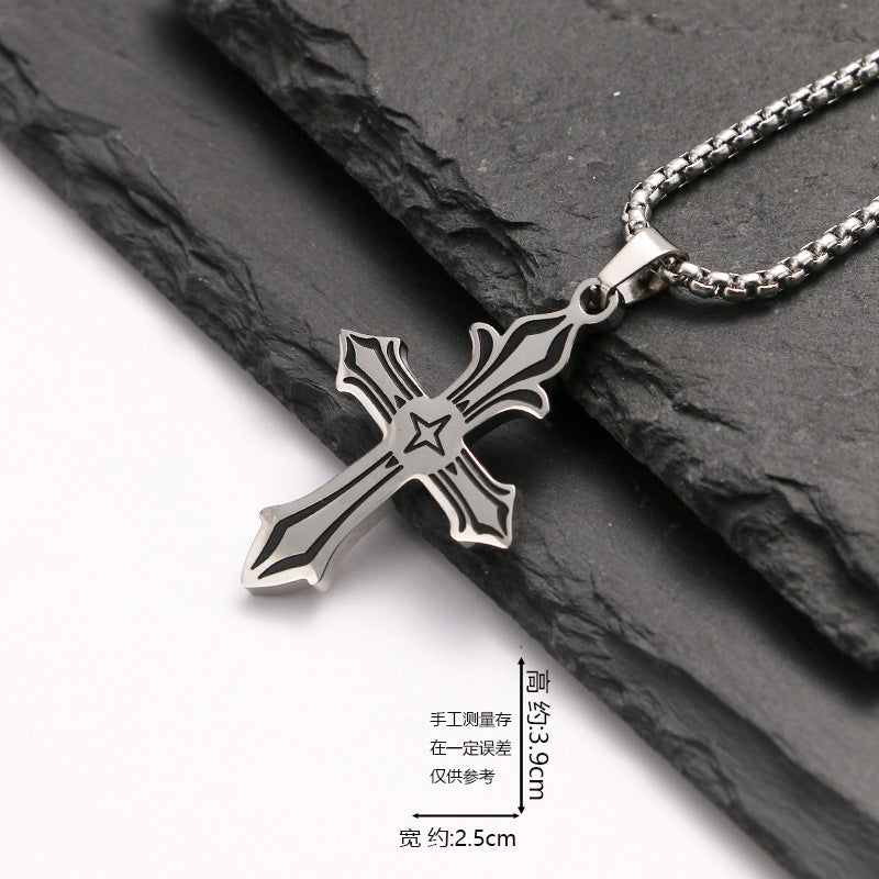 European and American jewelry, titanium steel necklaces, various cross pendants, simple retro accessories that do not fade